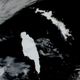 Iceberg A68a (the object shaped like a hand pointing downward) approaching South Georgia island.